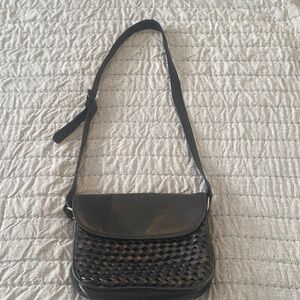 Etienne Aigner Black Woven Crossbody Bag